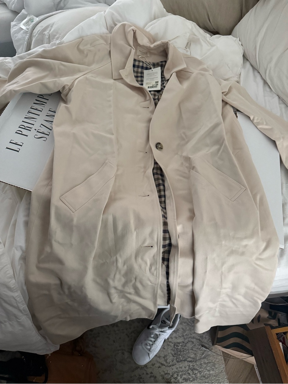 Sézane Clyde coat Light beige Size 10 NWT - Picture 9 of 9